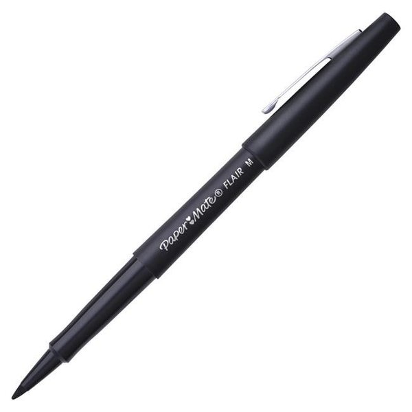 Paper Mate Paper Mate 1530184 Medium Point PaperMate Flair Point Guard Marker Pen; Black - Pack of 36 1530184
